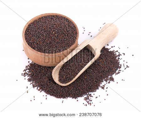 Black Mustard Seeds Isolated On White Background