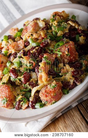 Brazilian Feijao Tropeiro Traditional Dish, Made With Beans, Bacon, Sausage, Collard Greens, Eggs An