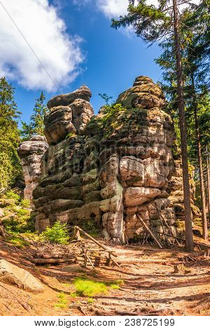 Landscape View Of A Rock Formations Near The Ostas Table Mountain. The National Nature Reserve Adrsp