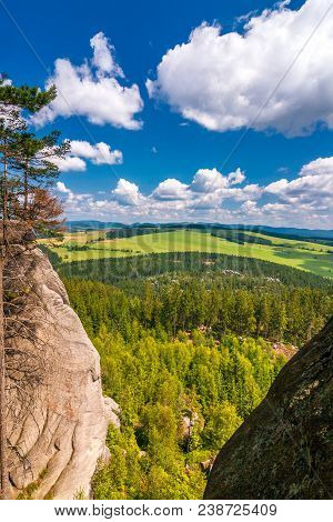 Landscape View From The Ostas Table Mountain. The National Nature Reserve Adrspach-teplice Rocks, Cz