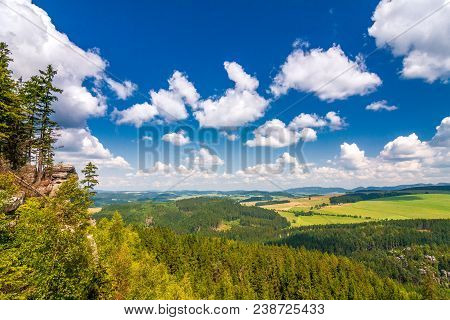 Landscape View From The Ostas Table Mountain. The National Nature Reserve Adrspach-teplice Rocks, Cz