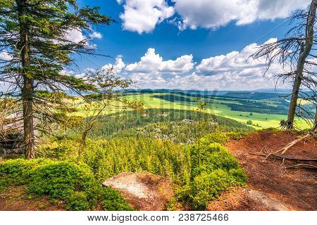 Landscape View From The Ostas Table Mountain. The National Nature Reserve Adrspach-teplice Rocks, Cz