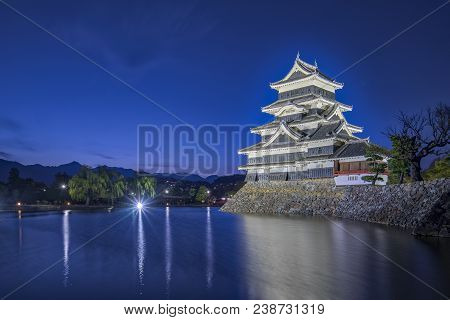 Matsumoto Castle At Night In Matsumoto In Nagano, Japan