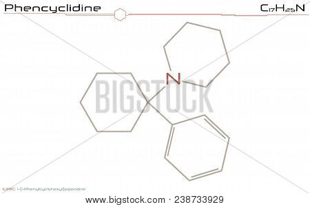 Large And Detailed Infographic Of The Molecule Of Phencyclidine.
