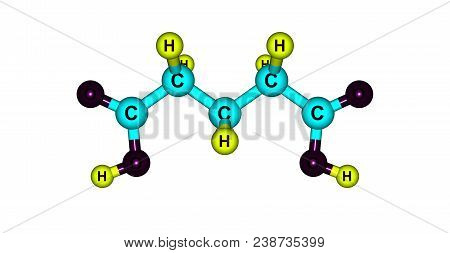 Glutaric Acid Molecular Structure Isolated On White