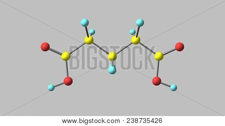Glutaric Acid Is The Organic Compound With The Formula C3h6cooh2. 3d Illustration