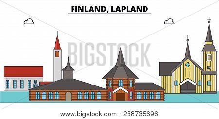 Finland, Lapland. City Skyline, Architecture, Buildings, Streets, Silhouette, Landscape, Panorama, L