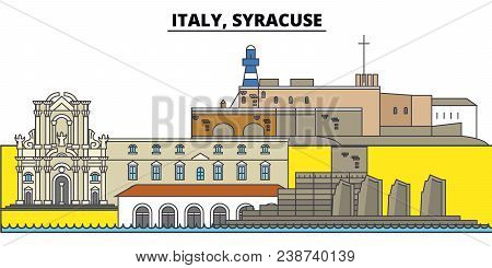 Italy, Syracuse. City Skyline, Architecture, Buildings, Streets, Silhouette, Landscape, Panorama, La