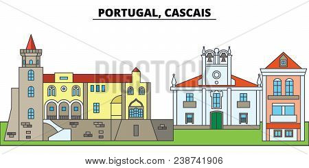Portugal, Cascais. City Skyline, Architecture, Buildings, Streets, Silhouette, Landscape, Panorama, 