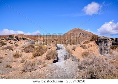 Spanish View Landscape In Lanzarote Tropical Volcanic Canary Islands Spain