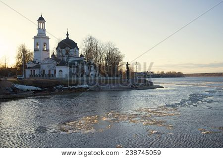 View Of The Church Of The Holy Prince Alexander Nevsky On The Evening Of April. Ust-izhora, St. Pete