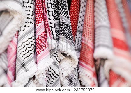 Kufiya Man's Head Scarf Popular In The Arab Countries.