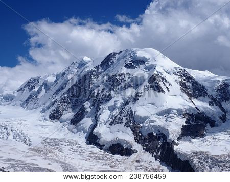Lyskamm Massif, Glacier At Monte Rosa Swiss Alpine Mountain Range Landscapes In Alps, Switzerland Fr