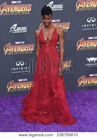 LOS ANGELES - APR 23:  Danai Gurira arrives to the Marvel Studios 'Avengers: Infinity War' World Premiere  on April 23, 2018 in Hollywood, CA                