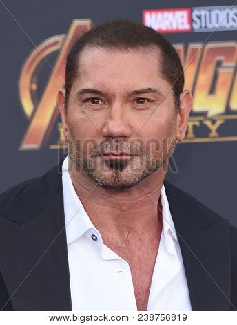 LOS ANGELES - APR 23:  Dave Bautista arrives to the Marvel Studios 'Avengers: Infinity War' World Premiere  on April 23, 2018 in Hollywood, CA                