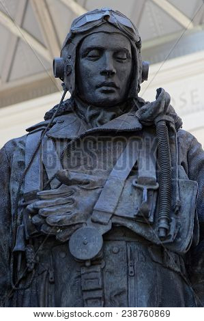 London, Great Britain, April 19, 2018 : The Bomber Command Memorial Commemorates The 55,000 Who Died