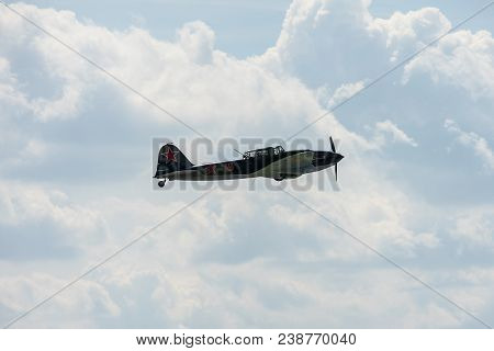 Berlin, Germany - April 27, 2018: Ground-attack Aircraft Ilyushin Il-2 Sturmovik. Exhibition Ila Ber