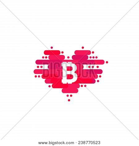 Bitcoin In Cloud In The Shape Of A Heart With Shadow And Blue Sky Background.