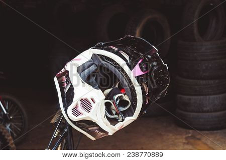 Motorcycle Helmet Weighs On Handlebar Handle After Arrival