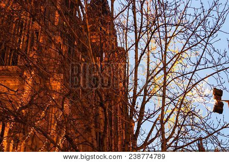 Travel To France - Illuminated Towers Of The Cathedral Of Notre-dame In Strasbourg City (strassburge