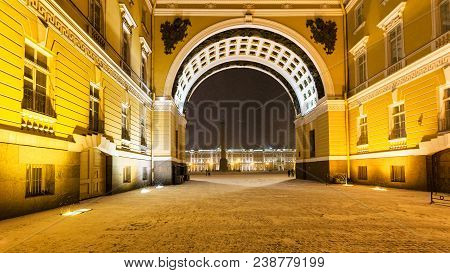 Passage In Arch Of General Staff Building On Bolshaya Morskaya Street To Palace Square In Saint Pete
