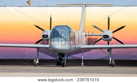 Berlin, Germany - Apr 27, 2018: Full-scale Model Of The European Medium Altitude Long Endurance (mal