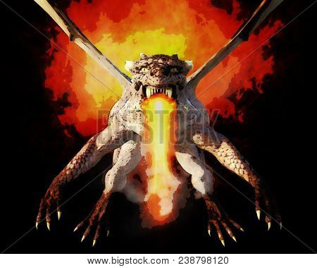 3D Illustration; 3D Rendering Of A Dragon
