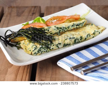 Codium - Velvet Horn - Spongeweed Cooked In Omelette.

Edible Green Seaweed In The Family Codiaceae.