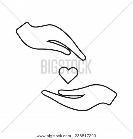 Line Heart In Hand Vector Icon. Line Illustration Isolated On White Background For Graphic And Web D