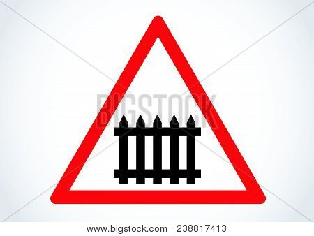 Vector Design Of Traffic Sign Level Crossing With Gate Or Half Barrier Ahead