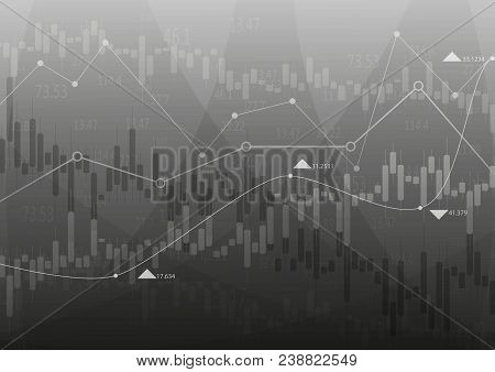 Financial Graph With A Linear Diagram, A Histogram In The Stock Market On A Gradient Gray Background