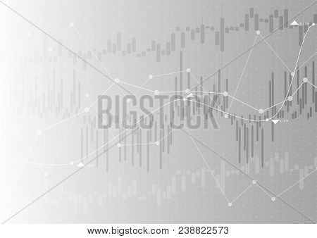 Financial Graph With A Linear Diagram, A Histogram In The Stock Market On A Gradient Gray Background