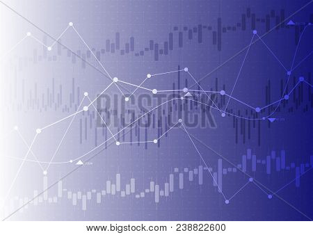 Financial Graph With A Linear Diagram, A Histogram In The Stock Market On A Gradient Blue Background