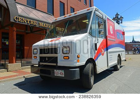 Saint John, Nb, Canada - May 24, 2016: Canada Post Van In Downtown Saint John, New Brunswick, Canada