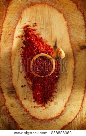 Marash Chili  flakes. These unique dried chilies sun-dried, stemmed, seeded, crushed and cured with sunflower oil