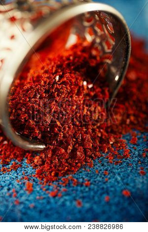 Marash Chili  flakes. These unique dried chilies sun-dried, stemmed, seeded, crushed and cured with sunflower oil