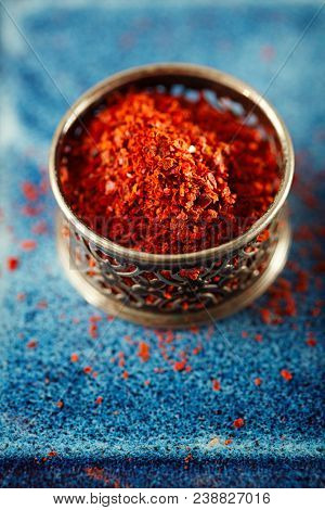 Marash Chili  flakes. These unique dried chilies sun-dried, stemmed, seeded, crushed and cured with sunflower oil