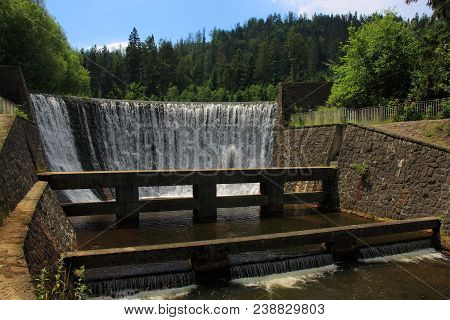 Waterfall On Biała Wisełka In Wisła (poland, Silesia), Next To Lake Czerniańskie.