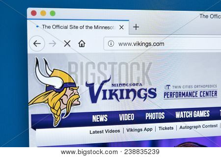 London, Uk - March 7th 2018: The Homepage Of The Official Website For The Minnesota Vikings - The Pr
