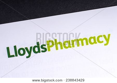 London, Uk - March 27th 2018: A Close-up Of The Lloyds Pharmacy Logo On An Information Leaflet, On 2