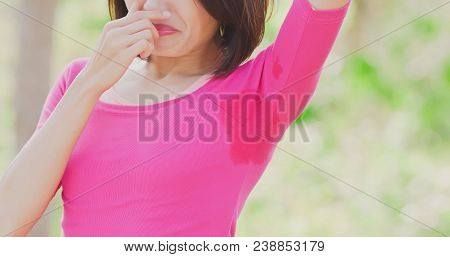 Woman With Body Odor Problem With Outdoor