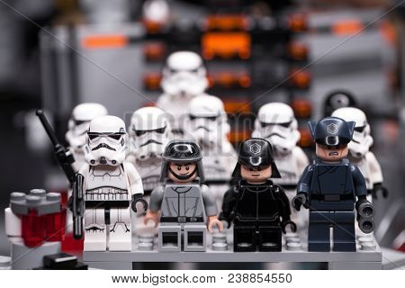 RUSSIA, April 12, 2018. Constructor Lego Star Wars. Episode IV, Squad of stormtroopers