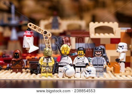 RUSSIA, April 12, 2018. Constructor Lego Star Wars. Episode IV, Squad of stormtroopers