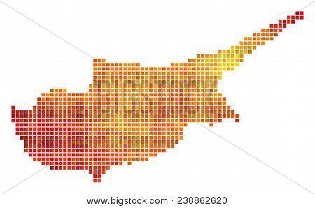 Dotted Fire Cyprus Map. Vector Territory Map In Orange Color Shades On A White Background. Vector Co