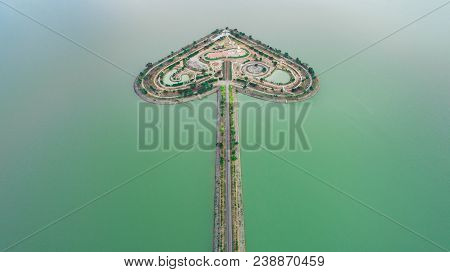 The Holy Heart Land - Talayluang In Sukhothai,thailand. Aerial View From Flying Drone
