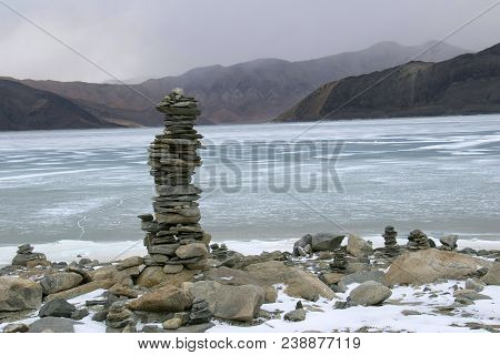 Frozen Pangong Lake, Ladakh, Jammu And Kashmir