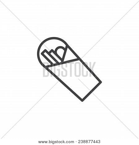 Shawarma Outline Icon. Linear Style Sign For Mobile Concept And Web Design. Take Away Fast Food Simp