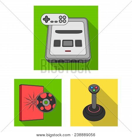 Game Console And Virtual Reality Flat Icons In Set Collection For Design.game Gadgets Vector Symbol 