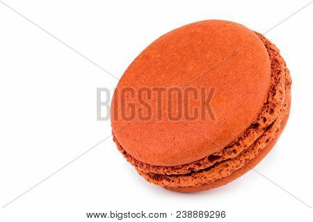 Cake Macaron Or Macaroon Isolated On White Background, Sweet And Colorful Dessert