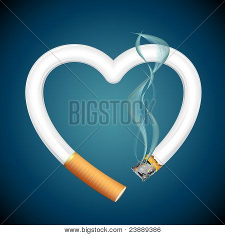 cigarrillo encendido en forma de corazón